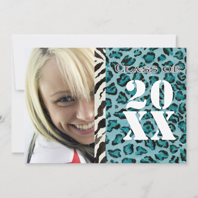 Zebra-Leopard-Druck, Abschluss-Mitteilung Einladung (Vorderseite)