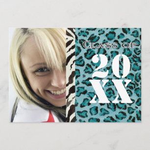 Zebra-Leopard-Druck, Abschluss-Mitteilung Einladung