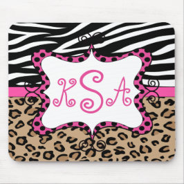 Zebra-Leopard-Druck-personalisiertes Monogramm Mousepad