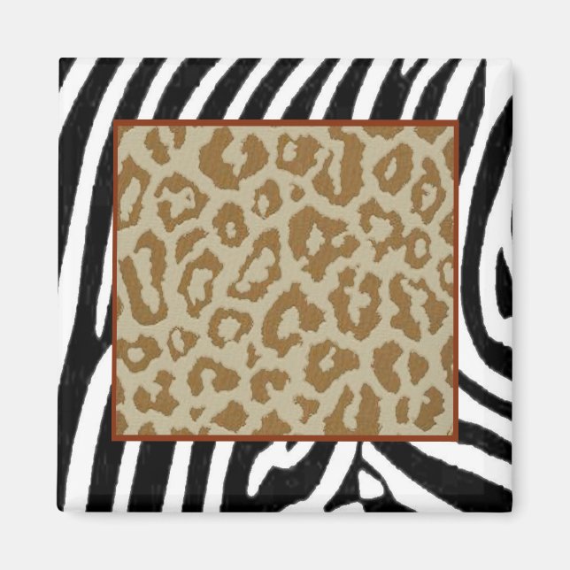 Zebra & Leopard imprimé à la mode Magnet (Devant)