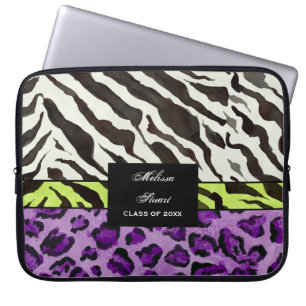 Zebra Leopard Print, Personalisierter Computerschl Laptopschutzhülle