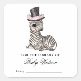 Zebra Library Book Baby Dusche Quadratischer Aufkleber