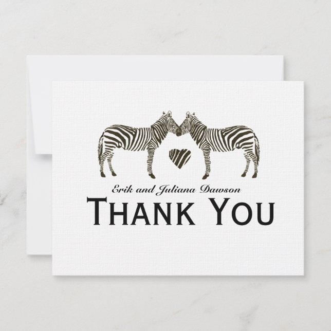Zebra Liebe Personalisiert Vielen Dank Hinweis Einladung (Vorderseite)