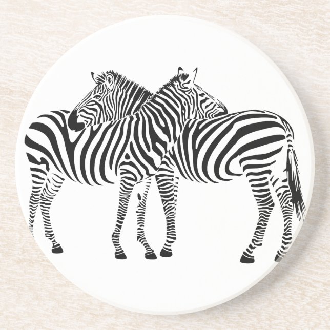 Zebra-Liebe Sandstein Untersetzer (Vorne)
