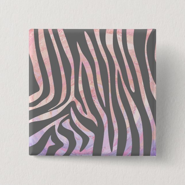 Zebra Light Gray and Pink Print Button (Vorderseite)