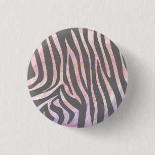 Zebra Light Gray and Pink Print Button