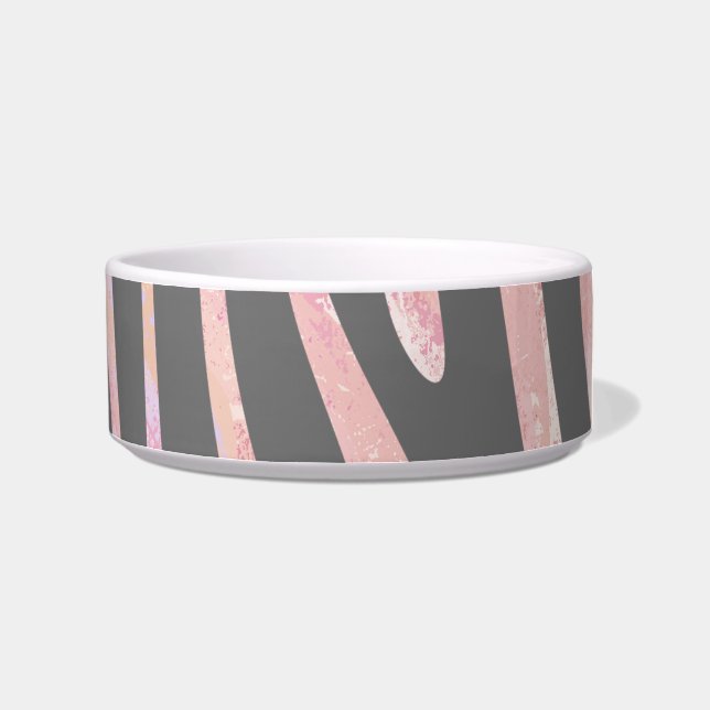 Zebra Light Gray and Pink Print Napf (Rechts)