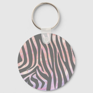Zebra Light Gray and Pink Print Schlüsselanhänger