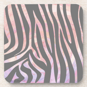 Zebra Light Gray and Pink Print Untersetzer