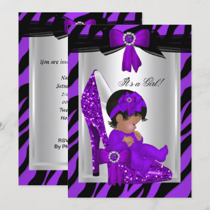 Zebra Lila High Heels Babydusche ethnische Mädchen Einladung