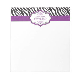 Zebra Lila Ribbon Notepad Notizblock