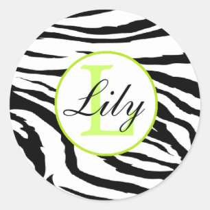 Zebra Limon Monogramm Name Aufkleber