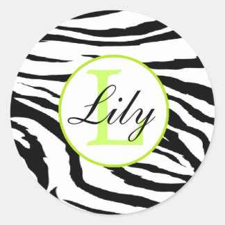 Zebra Limon Monogramm Name Aufkleber