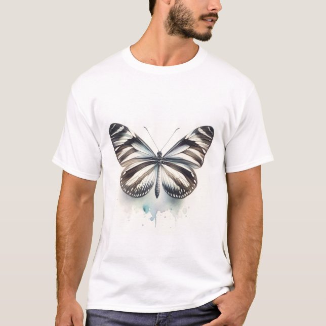 Zebra Longwing Butterfly AREF281 - Watercolor T-Shirt (Vorderseite)