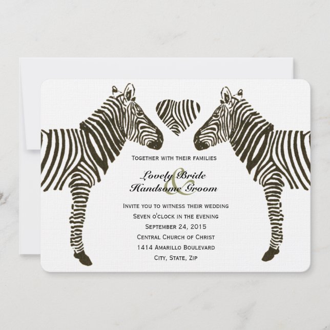 Zebra Love Faire-part de mariage (Devant)
