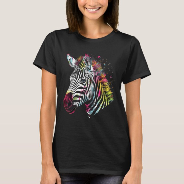 Zebra Lover farbenfrohe Kunstwerke Tiermotif Zebra T-Shirt (Vorderseite)