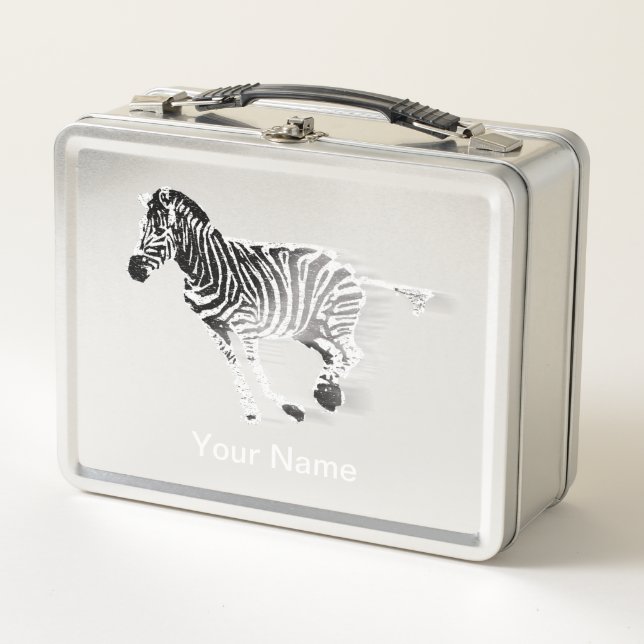 Zebra Lunch Box - Personalisiert Safari Geschenk (Vorderseite)