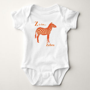 Zebra - Mandarin und leichte Orange Baby Strampler