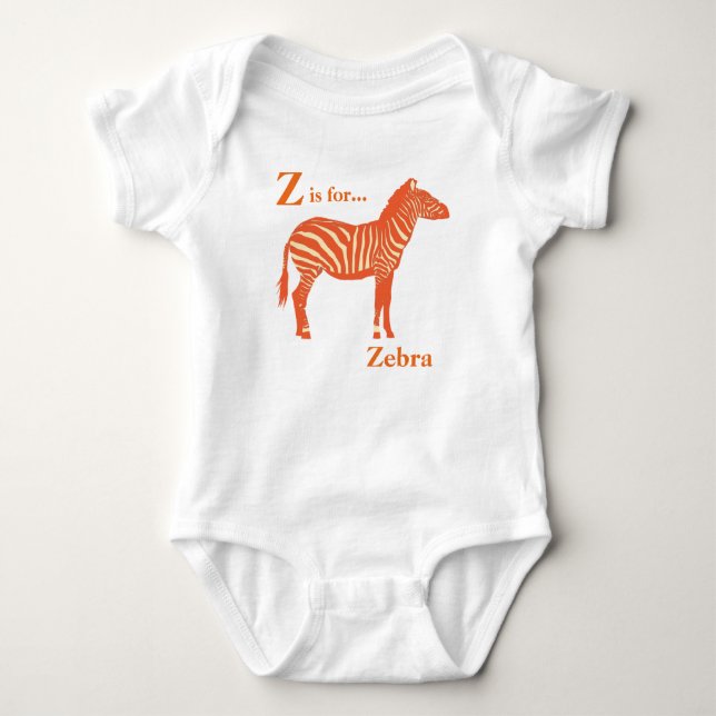 Zebra - Mandarin und leichte Orange Baby Strampler (Vorderseite)