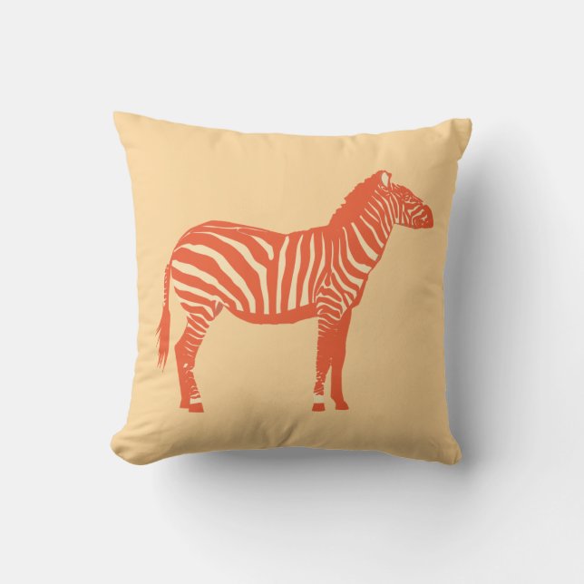Zebra - Mandarin und leichte Orange Kissen (Vorderseite)