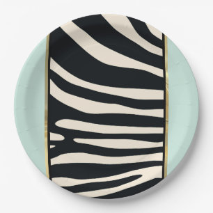 Zebra-Minze, grün, schwarz und cremefarben Pappteller