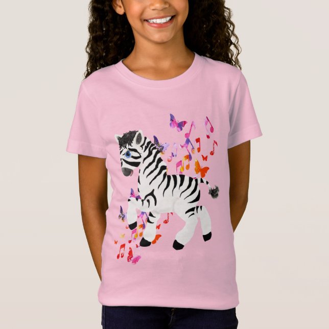 Zebra mit Aquarelltafeln und Schmetterlingen T-Shirt (Vorderseite)