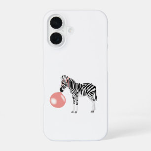 Zebra mit Bubble Gum bläst eine Blase iPhone 16 Hülle
