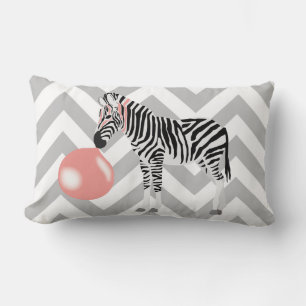 Zebra mit Bubble Gum bläst eine Blase Lendenkissen
