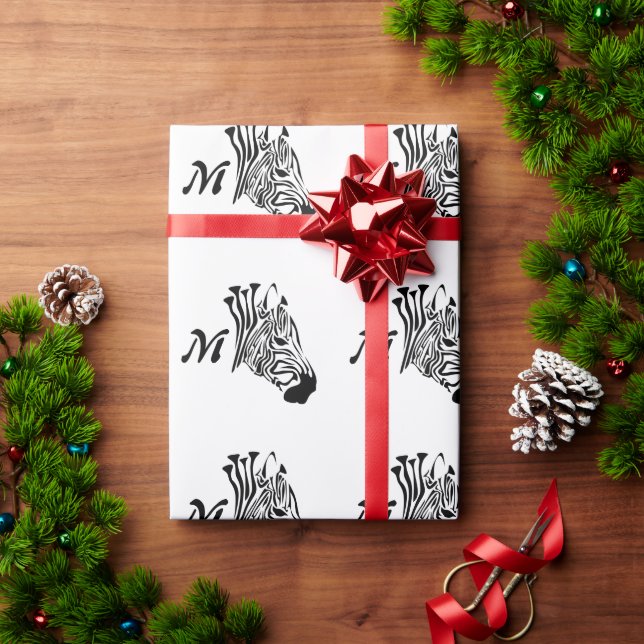 Zebra mit gefleckten schwarzen Streifen Geschenkpapier (Feiertagsgeschenk)