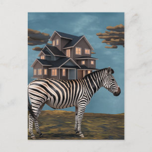 Zebra mit Haus Postkarte