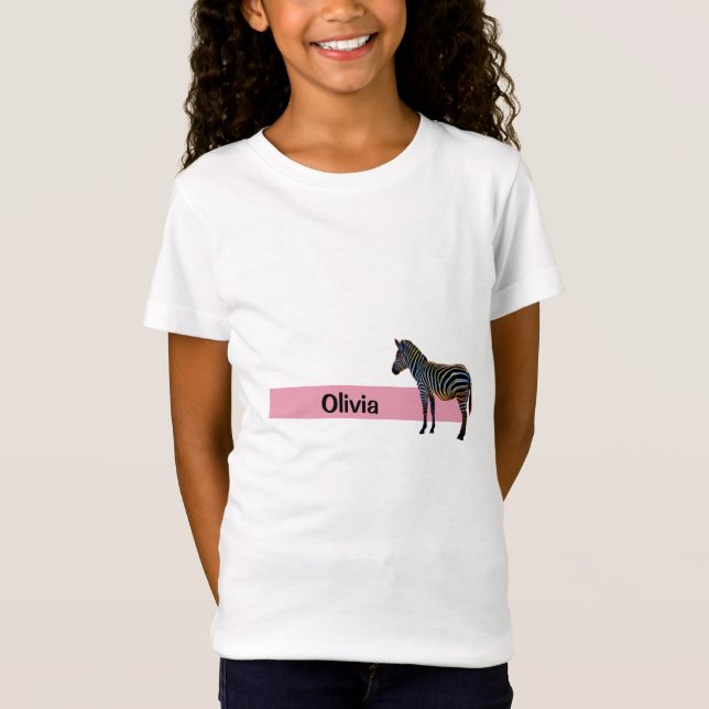 Zebra mit hellrosa Streifen T-Shirt (Vorderseite)