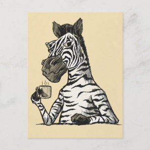 Zebra mit Kaffeekarte Postkarte