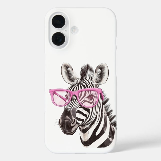 Zebra mit Pink Glasses iPhone / iPad Gehäuse 16 Hülle (Rückseite)