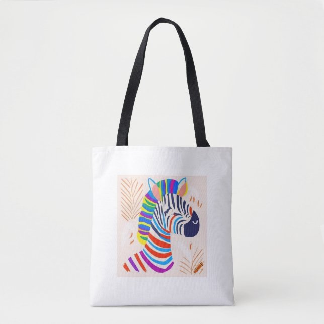 "Zebra mit Rainbow Stripes Design Bag - Bold & Co Tasche (Vorderseite)