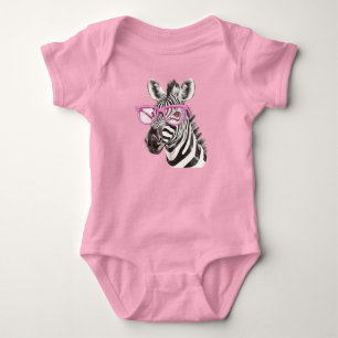 Zebra mit rosa Brille Bodysuits & Einteiler