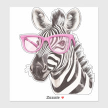 Zebra mit rosa Brillen, kundenspezifisch geschnitt