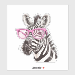 Zebra mit rosa Brillen, kundenspezifisch geschnitt Aufkleber