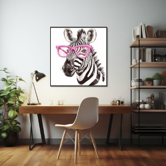 Zebra mit rosa Brillenposter Poster