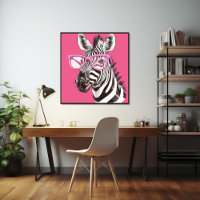 Zebra mit rosa Brillenposter