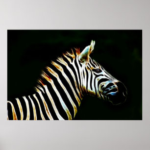 Zebra mit Schwarzweiss-Streifen in Afrika Poster