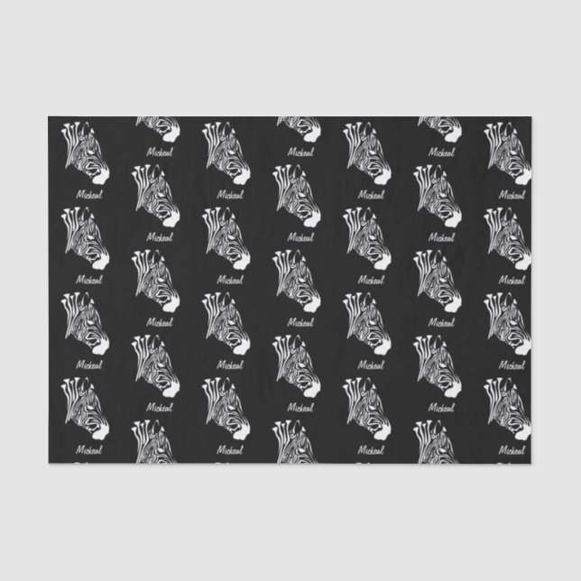 Zebra mit Twisted White Stripes Silhouette Seidenpapier (Vorderseite)