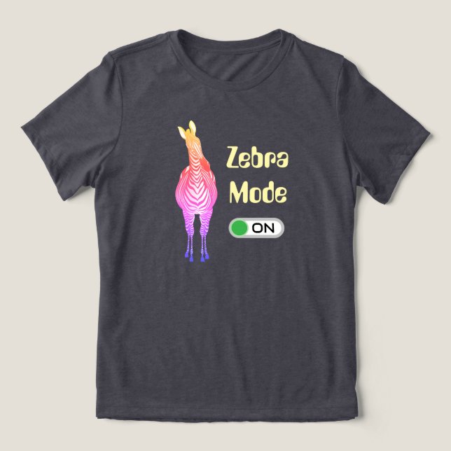 Zebra-Modus EIN, Regenbogenstreifen anpassbare Far Tri-Blend Shirt (Design Vorderseite)