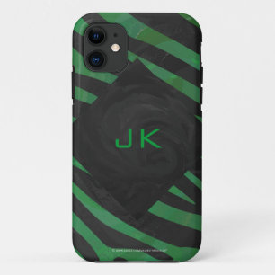 Zebra Monogram Black and Green Print title_seo2