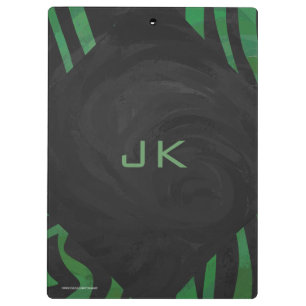 Zebra Monogram Black and Green Print Klemmbrett