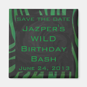 Zebra Monogram Black and Green Print Magnet