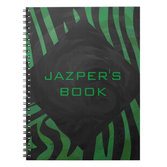 Zebra Monogram Black and Green Print Notizblock (Vorderseite)
