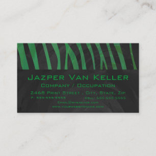 Zebra Monogram Black and Green Print Visitenkarte