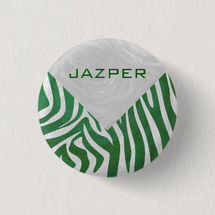 Zebra Monogram, Grün und Weiß Button