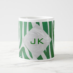 Zebra Monogram, Grün und Weiß Jumbo-Tasse