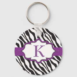 Zebra Monogram Lila Ribbon Schlüsselanhänger